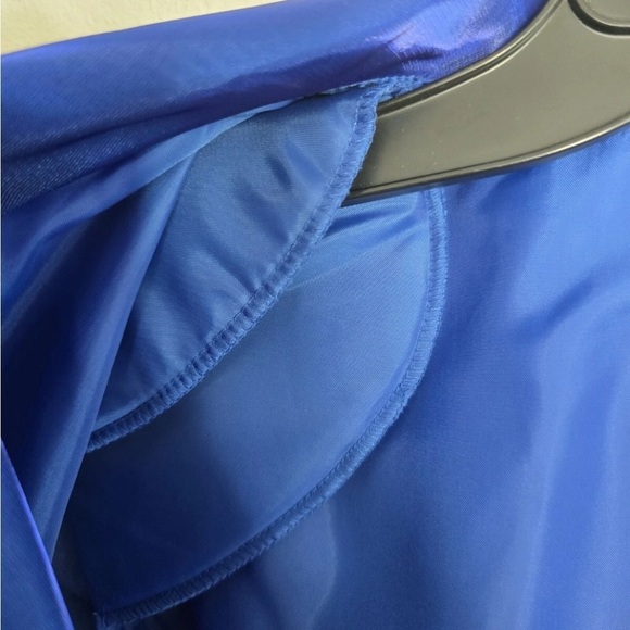 Alex Evenings Satin Jacket Woman Small Blue Collared 3/4 Sleeve Exellent - Picture 11 of 13